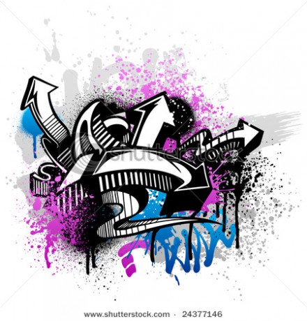 stock-vector-black-graffiti-sketch-with-blue-and-pink-grunge-paint-splatter-24377146