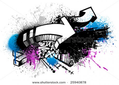 stock-vector-black-graffiti-sketch-with-blue-and-pink-grunge-paint-splatter-25940878