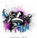 stock-vector-black-graffiti-sketch-with-blue-and-pink-grunge-paint-splatter-24377146